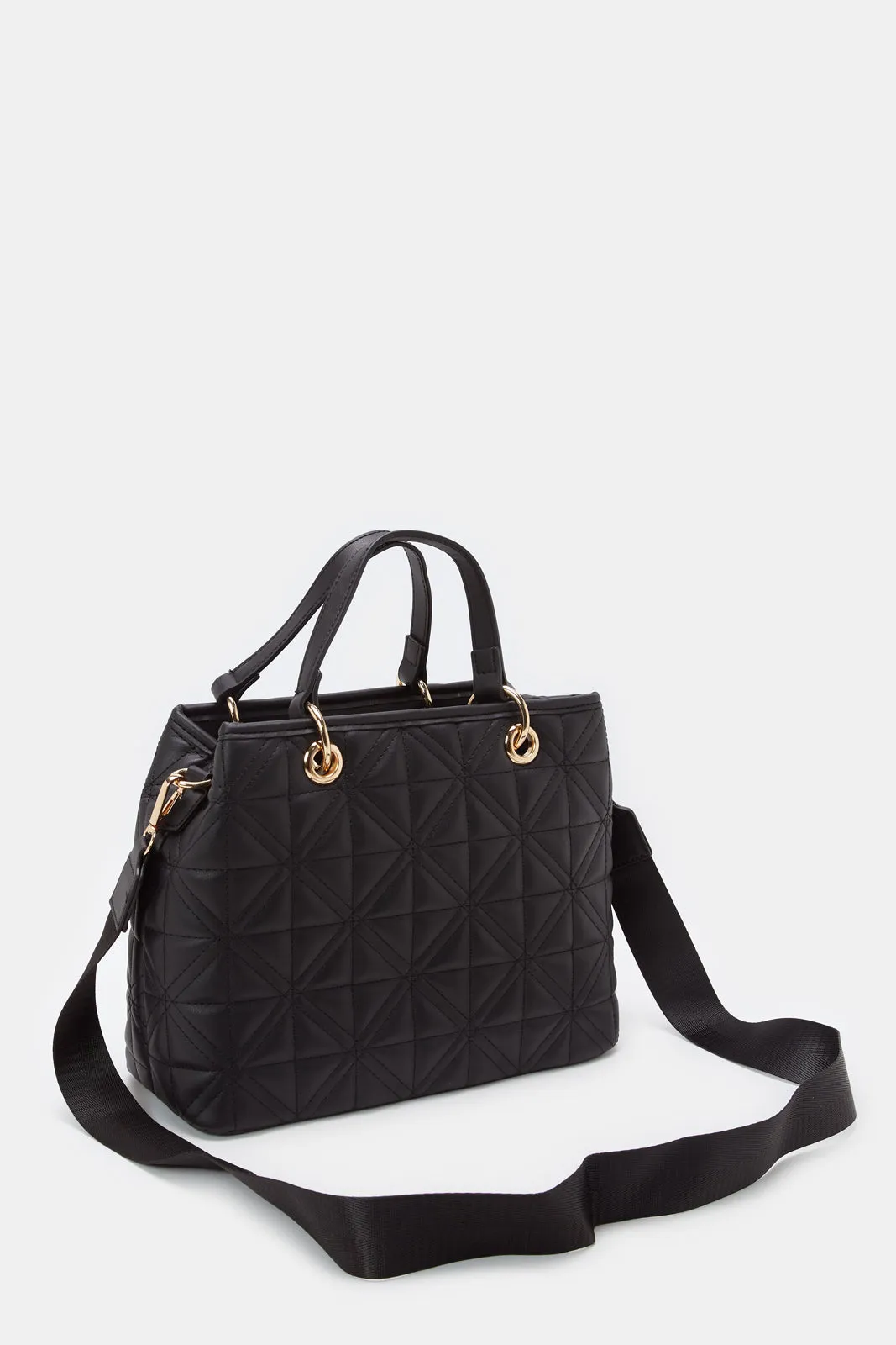 Women Black Textured Day Bag sold by Redtag product image thumbnail 2