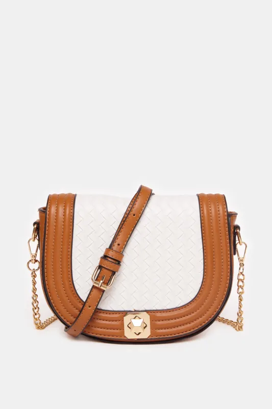 Women White And Tan Crossbody Bag sold by Redtag