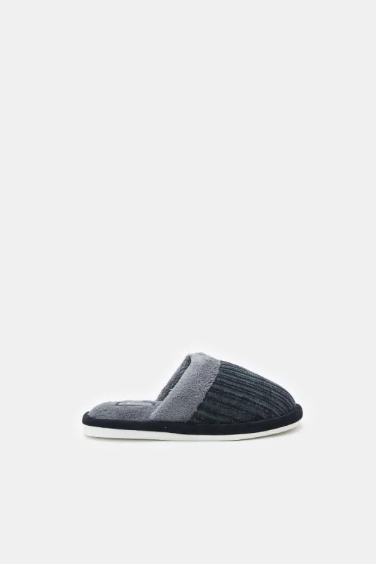 Senior Boys Charcoal Mule Slippers sold by Redtag