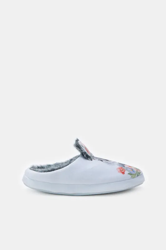 Women Grey Rabbit Closed Upper Toe Slipper made by Redtag