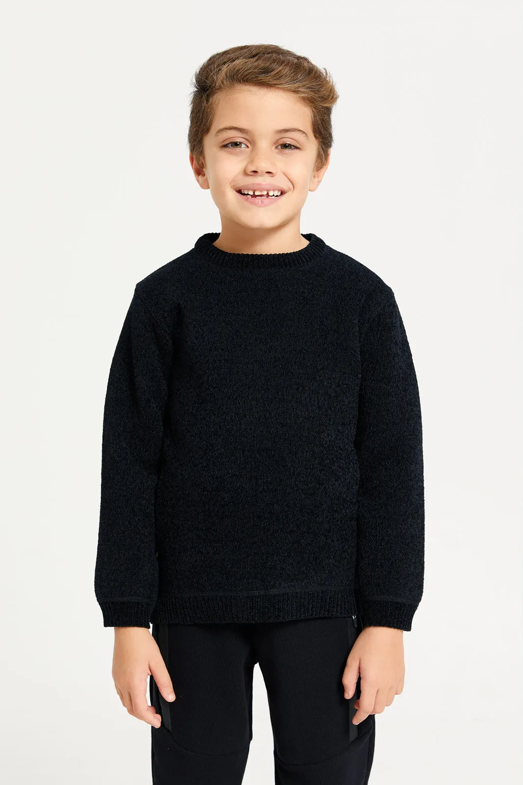 Boys Black Chenille With Fleece Lining Pullover sold by Redtag