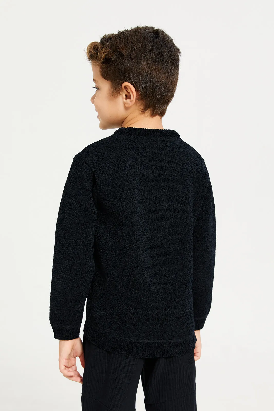 Boys Black Chenille With Fleece Lining Pullover sold by Redtag product image thumbnail 3