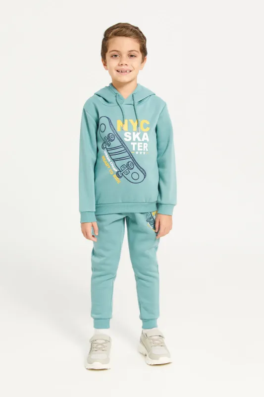 Boys Mint Printed Hooded Jog Set (2 Piece) sold by Redtag