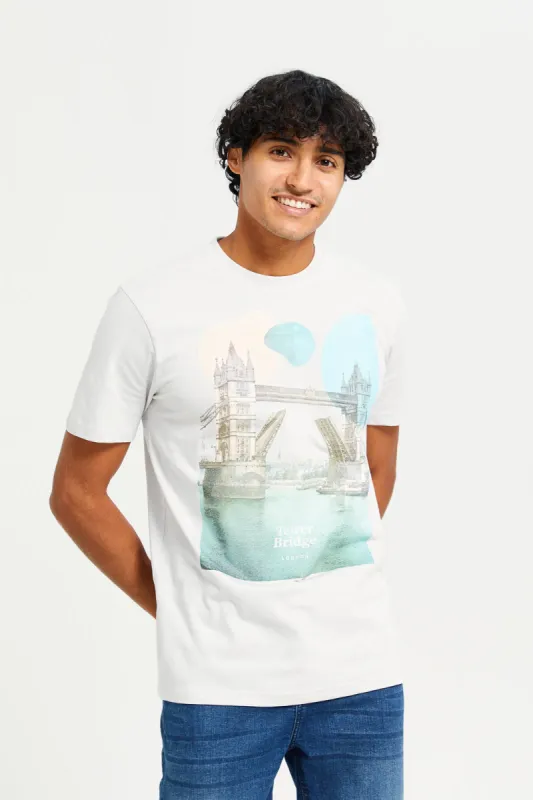 Men Ecru Printed T-Shirt sold by Redtag