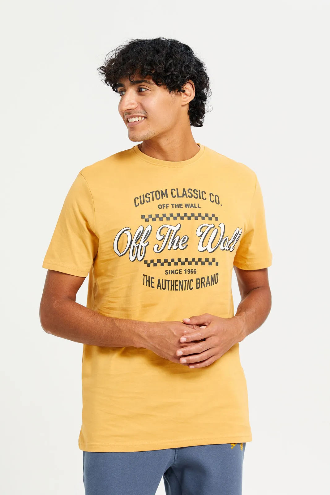Men Mustard Printed T-Shirt sold by Redtag