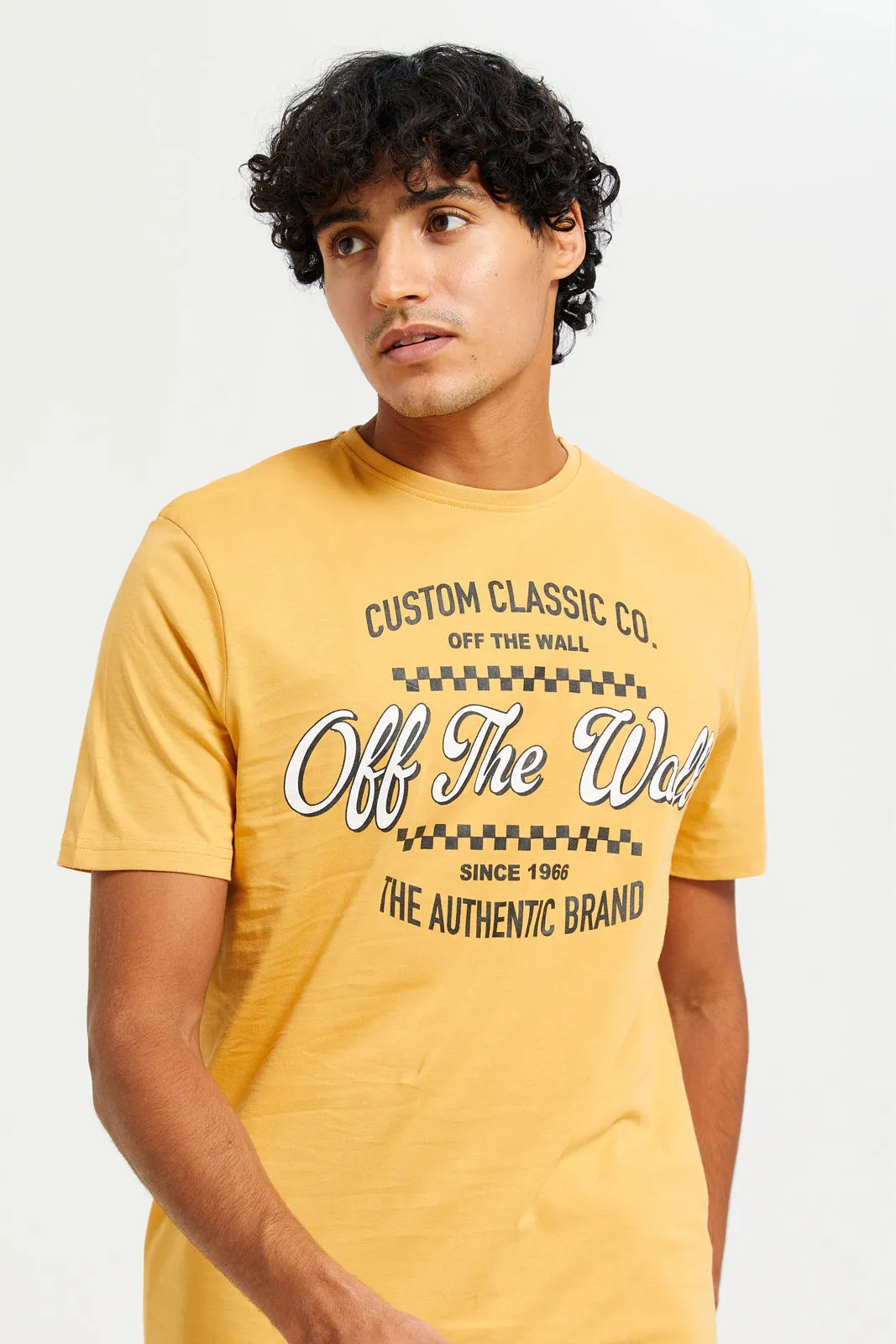 Men Mustard Printed T-Shirt sold by Redtag product image thumbnail 4