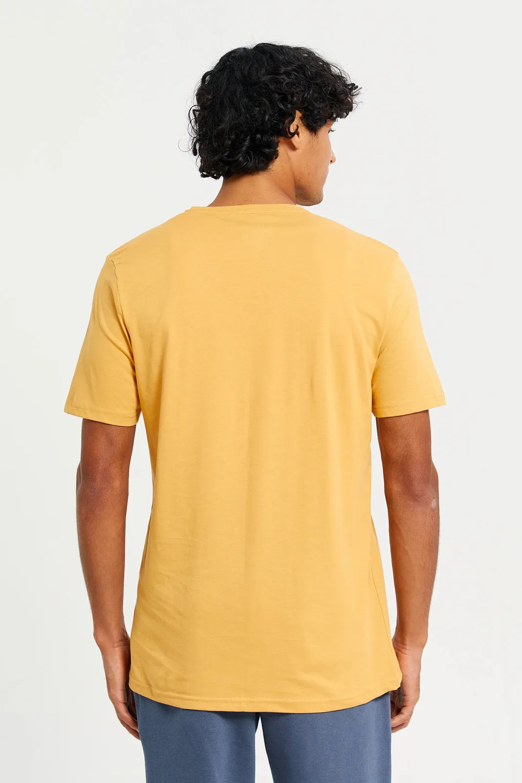 Men Mustard Printed T-Shirt sold by Redtag product image thumbnail 3