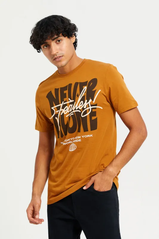 Men Rust Printed T-Shirt sold by Redtag