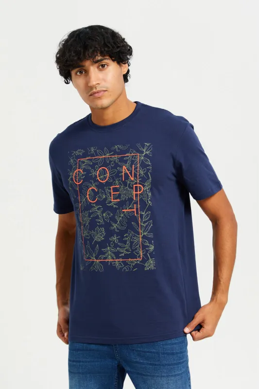 Men Navy Printed T-Shirt sold by Redtag