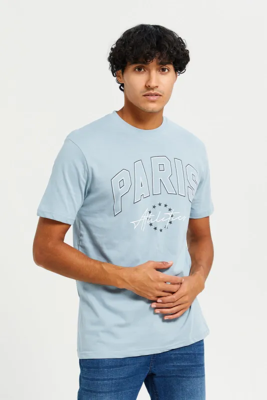 Men Blue Printed T-Shirt sold by Redtag
