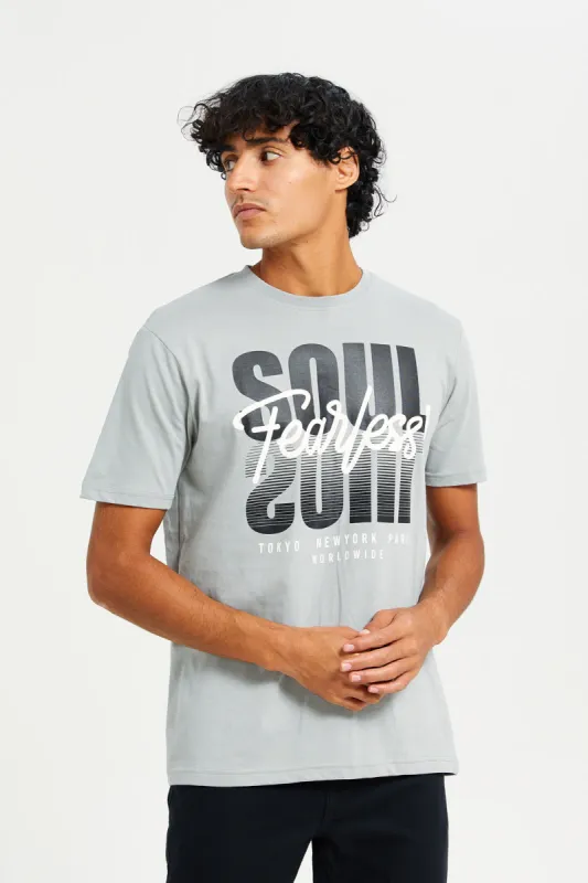 Men Grey Printed T-Shirt sold by Redtag