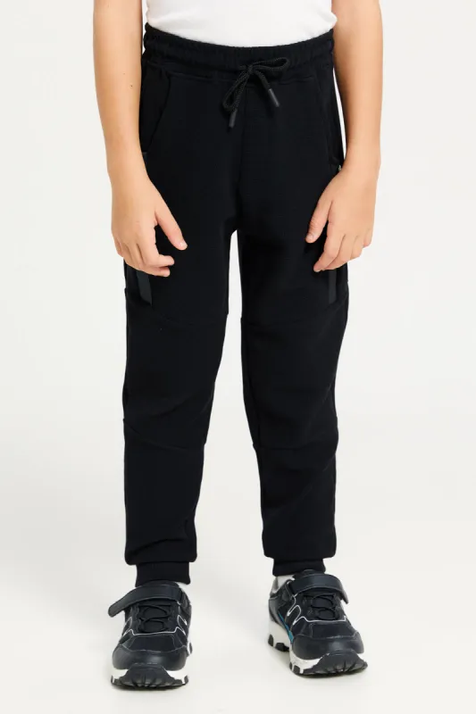Boys Black Cut & Sew With Pocket Zipper Pant sold by Redtag