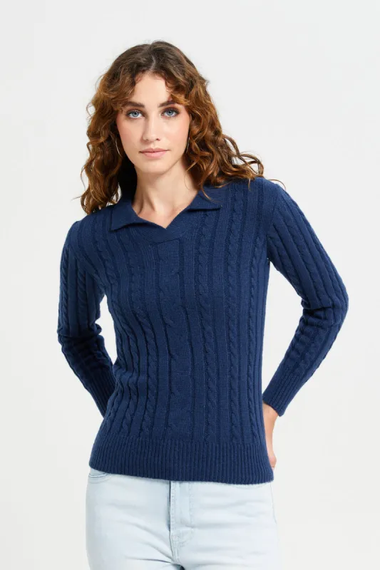 Women Navy Knitted Pullover sold by Redtag