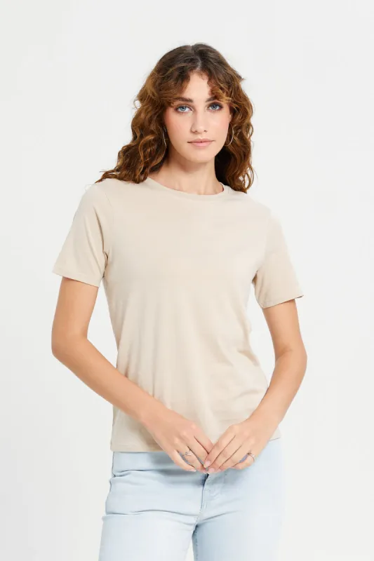 Women Beige Basic T-Shirt sold by Redtag