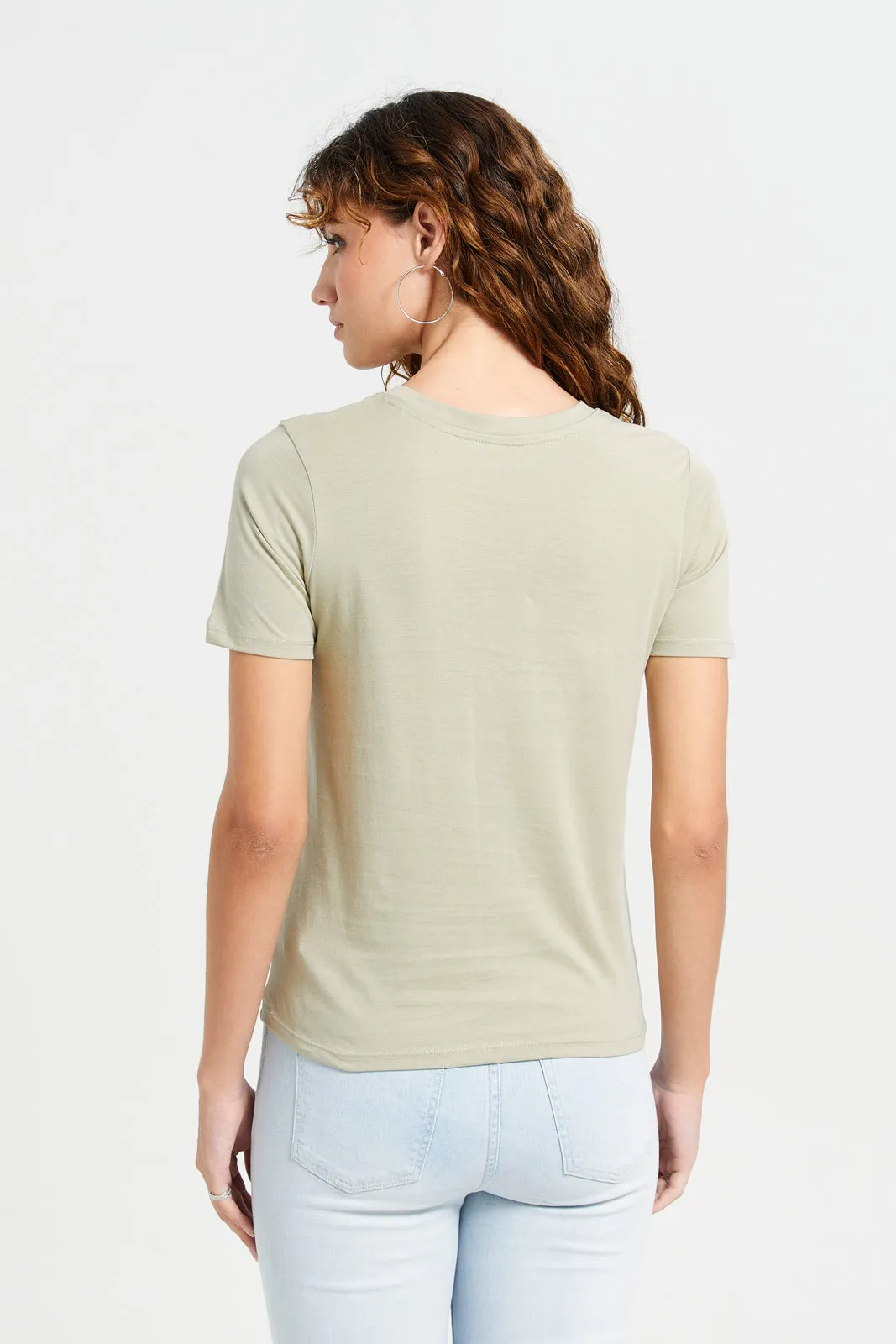 Women Green Basic T-Shirt sold by Redtag product image thumbnail 3