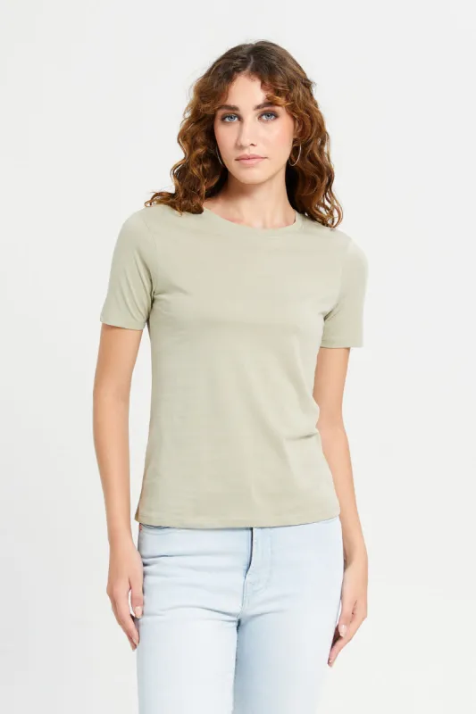 Women Green Basic T-Shirt sold by Redtag