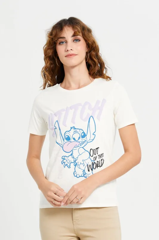 Women Ivory Stitch Printed T-Shirt sold by Redtag