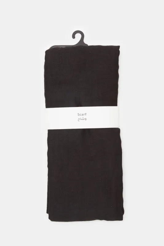 Women Black Plain Scarf sold by Redtag