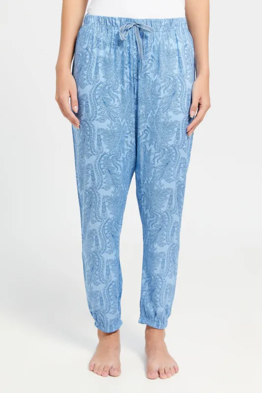 Women Blue Printed Pyjama Bottom sold by Redtag