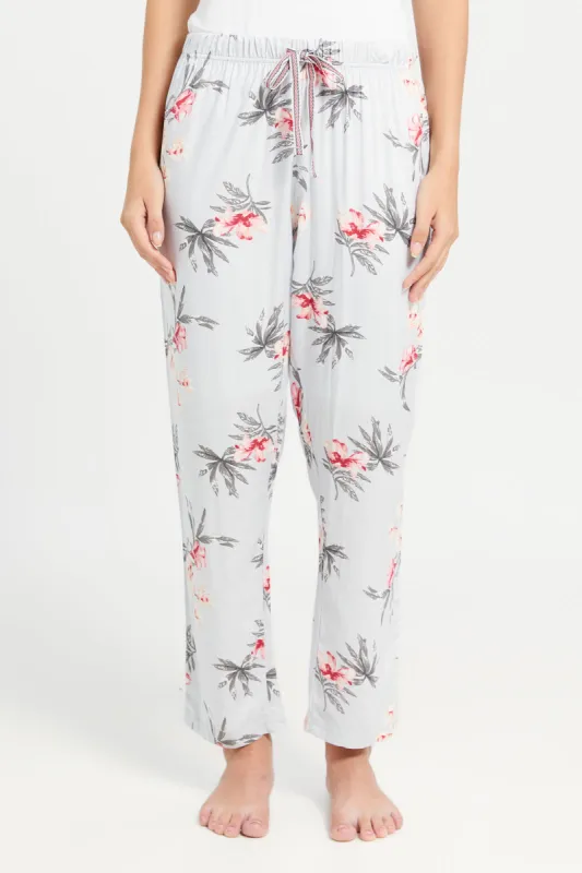Women White Floral Print Pyjama Bottom sold by Redtag