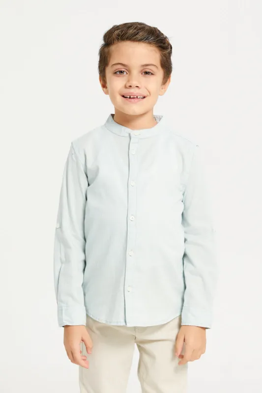 Boys Mint Mandarin Collar Shirt sold by Redtag