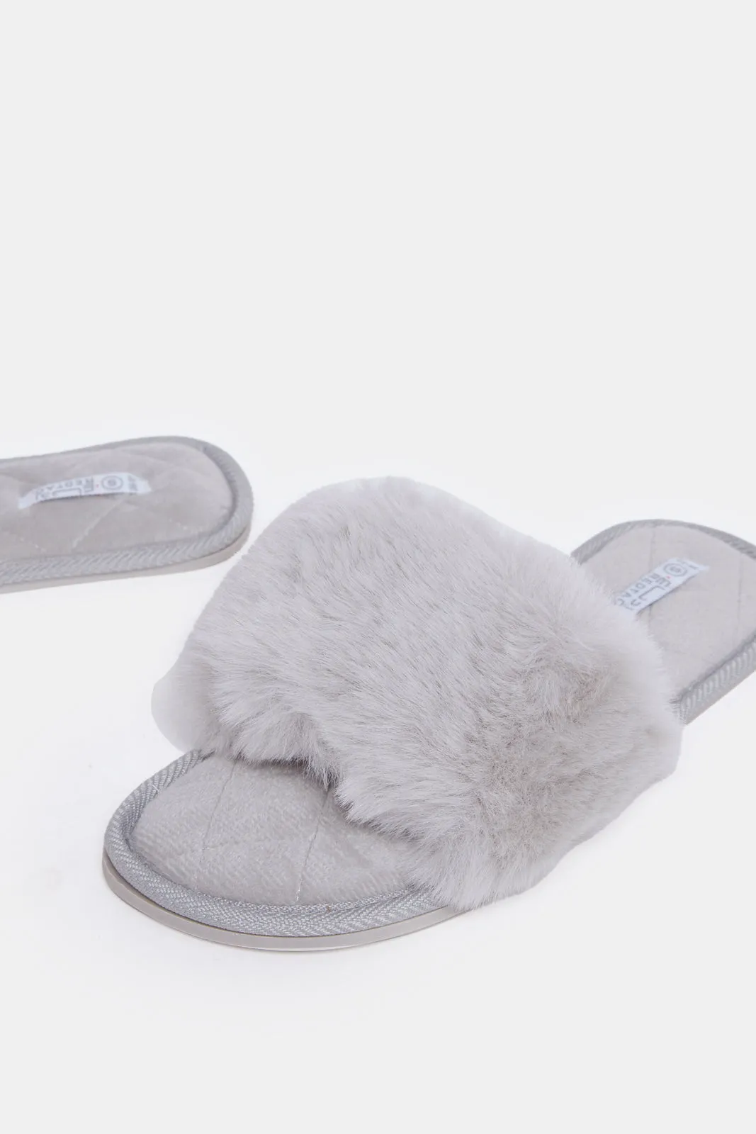Women Grey Fur Slipper sold by Redtag product image thumbnail 3