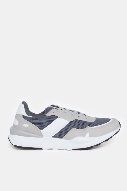 Men Grey Material Block Sneakers sold by Redtag