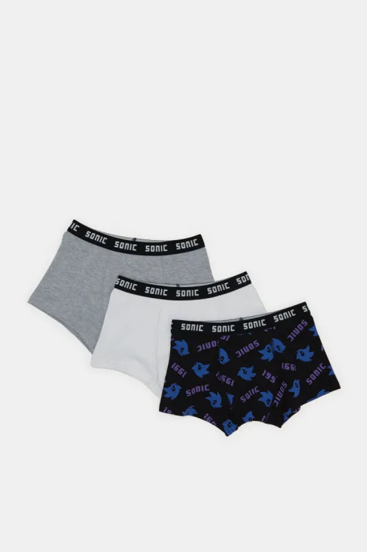 Boys Assorted Solid And Sonic Boxer Brief Set (Pack of 3) made by Redtag