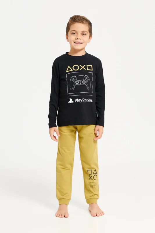 Boys Black And Yellow PlayStation Print Long Sleeve Pyjama Set (2 Piece) sold by Redtag