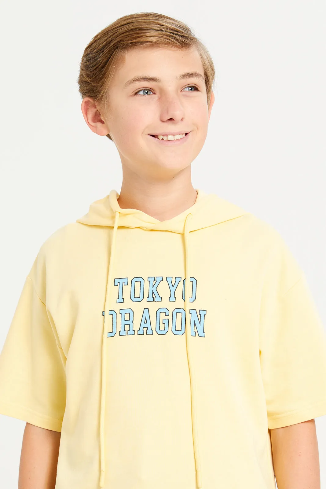 Senior Boys Yellow Hooded T-Shirt sold by Redtag product image thumbnail 4