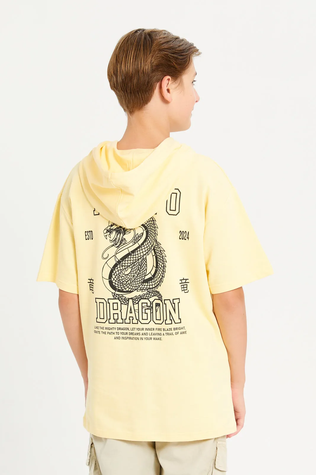 Senior Boys Yellow Hooded T-Shirt sold by Redtag product image thumbnail 3