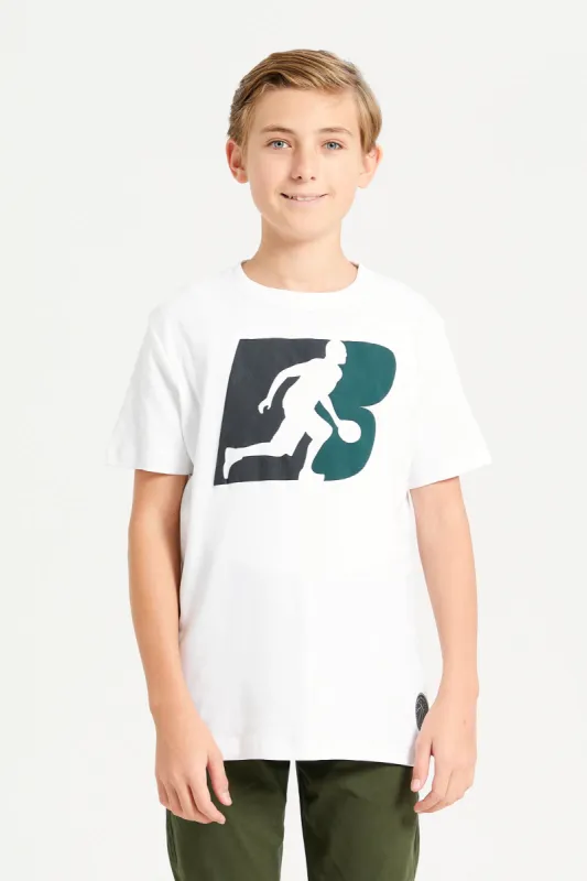 Senior Boys White Baseball Printed T-Shirt sold by Redtag