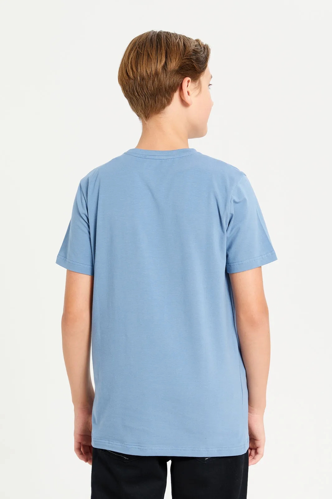 Senior Boys Blue Urban Print T-Shirt sold by Redtag product image thumbnail 3
