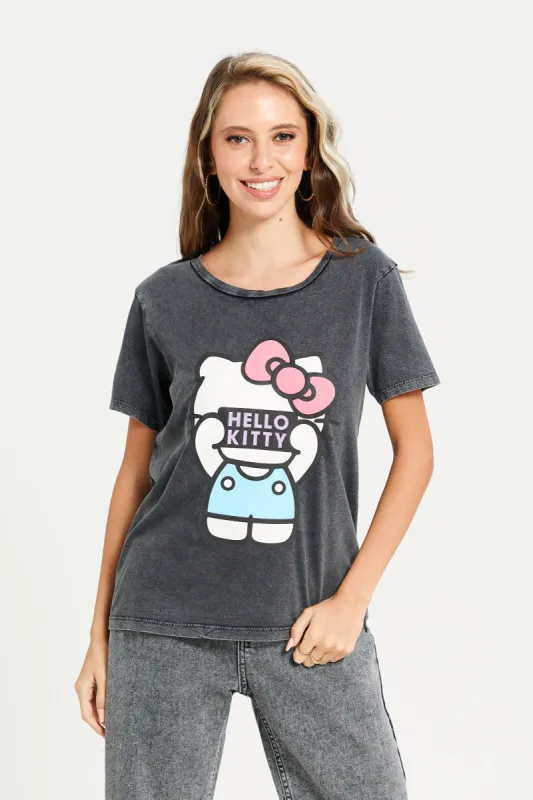 Women Charcoal Hello Kitty Printed T-Shirt sold by Redtag