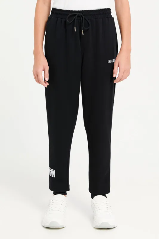 Senior Boys Black Printed Active Pants sold by Redtag