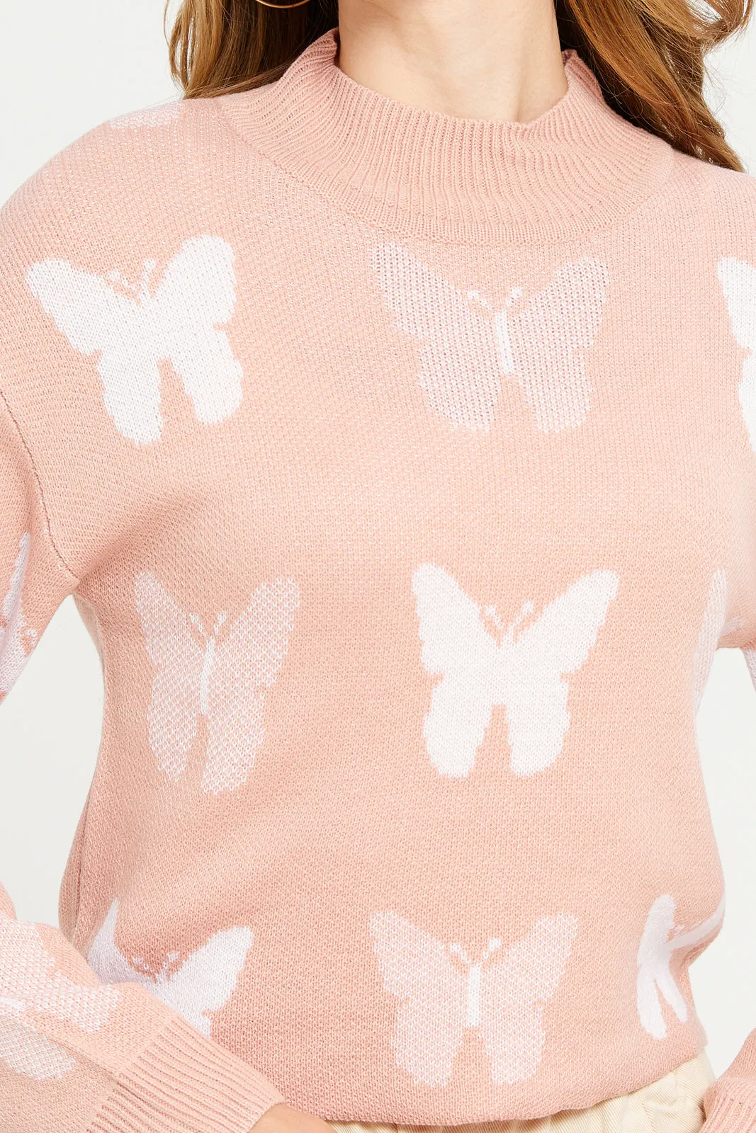 Women Pink Butterfly Printed Pullover sold by Redtag product image thumbnail 4