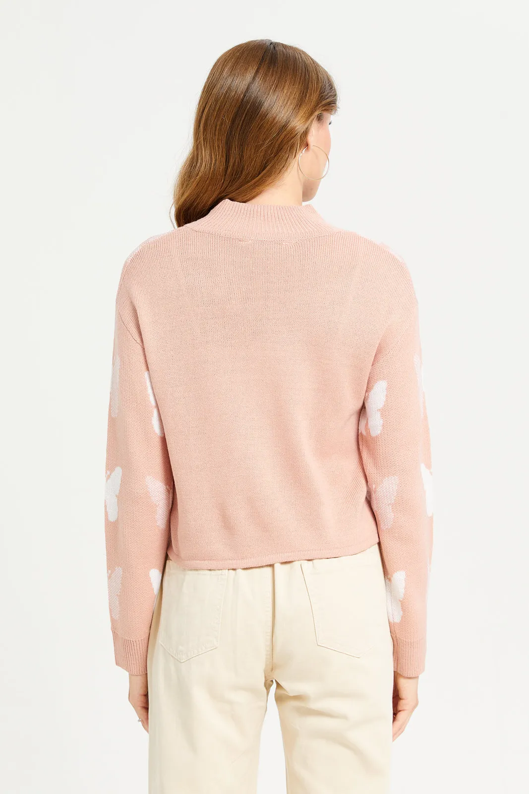 Women Pink Butterfly Printed Pullover sold by Redtag product image thumbnail 3