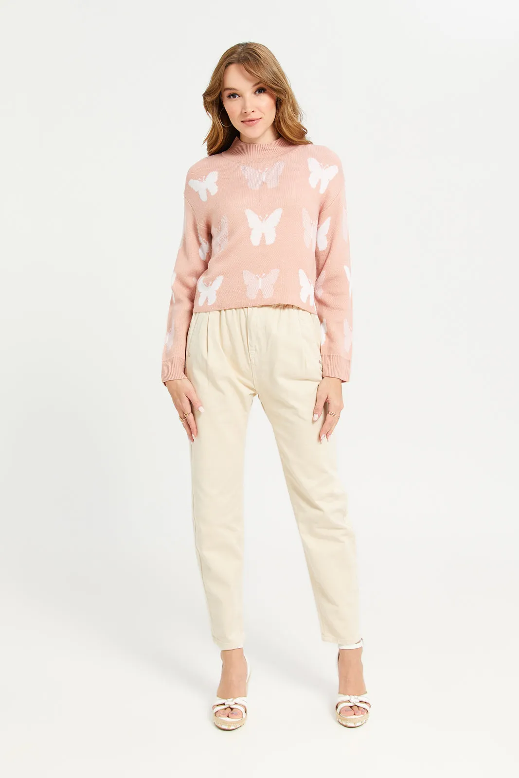 Women Pink Butterfly Printed Pullover sold by Redtag product image thumbnail 2
