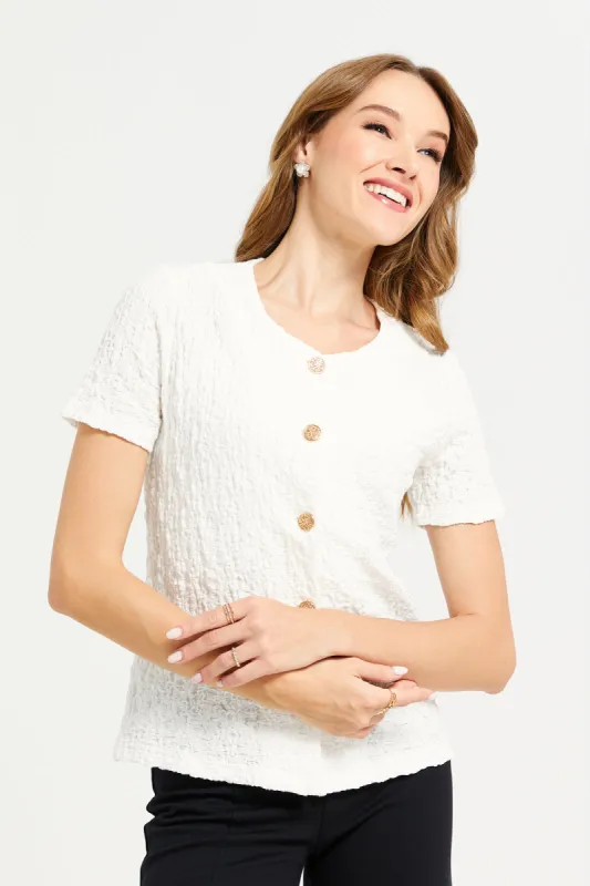 Women White Button Down Top sold by Redtag