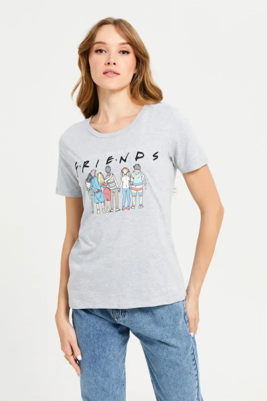 Women Grey Friends Printed T-Shirt sold by Redtag