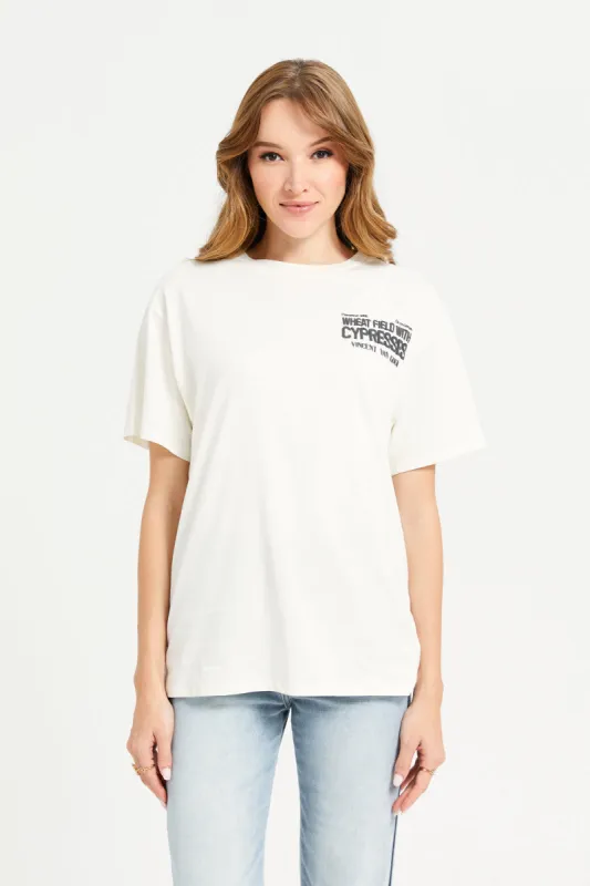 Women Ivory Van Gogh Printed T-Shirt sold by Redtag