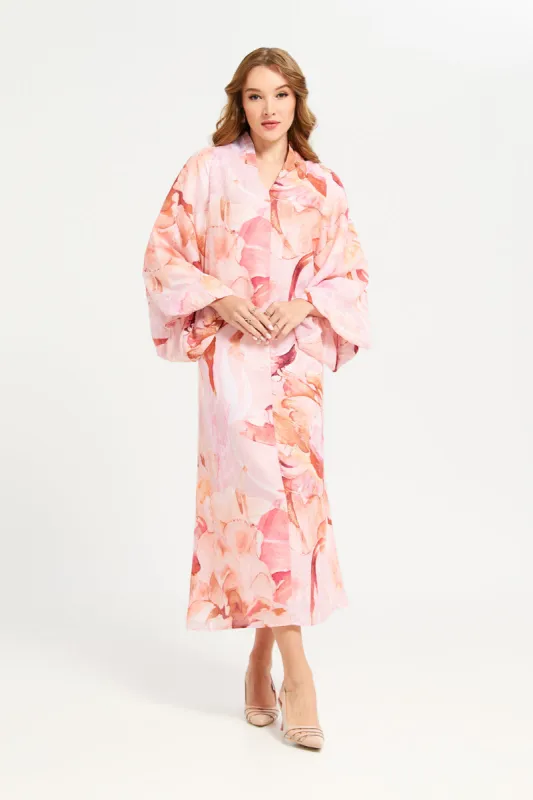 Women Pink Printed Long Sleeve Dress sold by Redtag