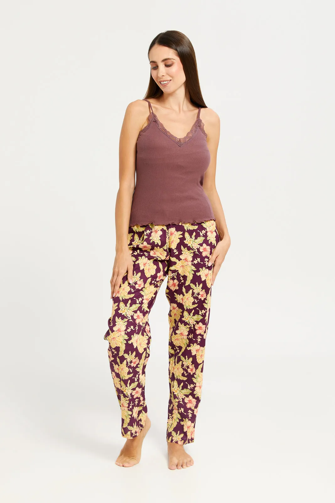 Women Brown Strappy Lace Vest sold by Redtag product image thumbnail 2