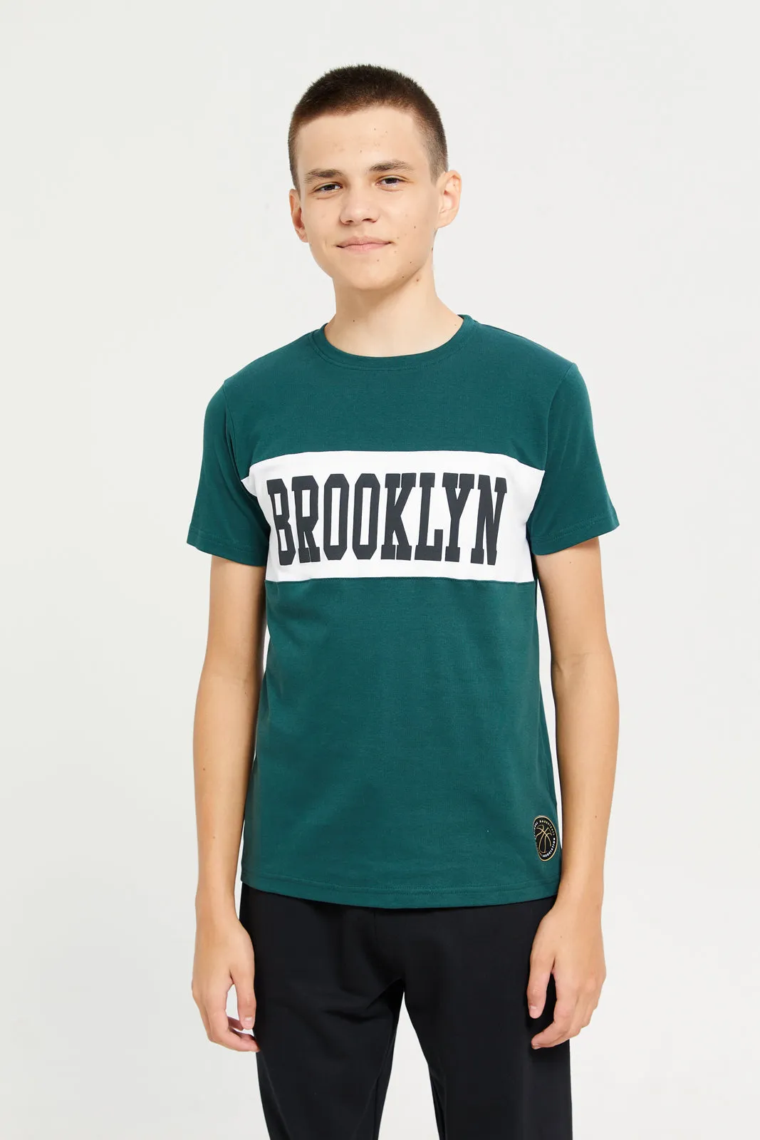 Senior Boys Green Printed T-Shirt sold by Redtag