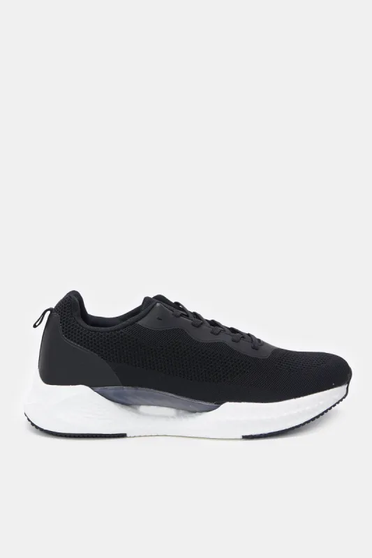 Men Black Material Block Sneakers sold by Redtag