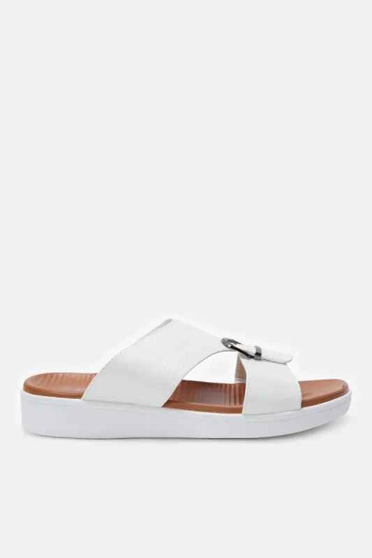 Men White Platform Arabic Sandals sold by Redtag