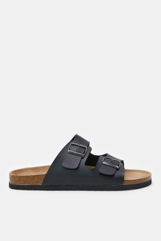 Men Black Cork Sandals With Buckle sold by Redtag