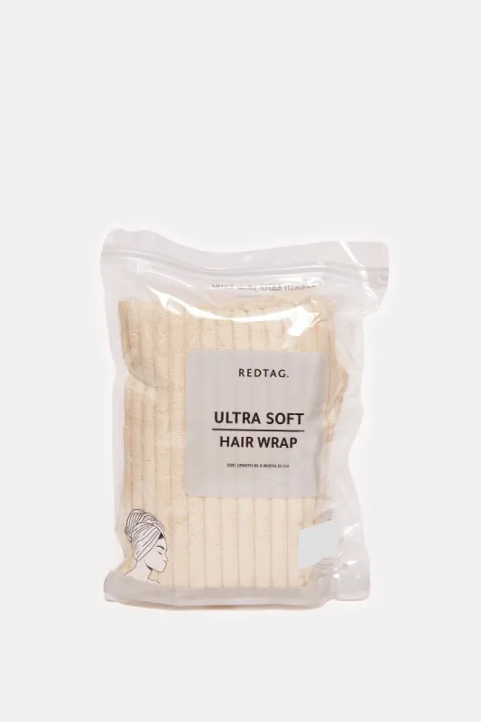 Beige Ribbed Ultra Soft Hair Wrap (Double Layer) sold by Redtag