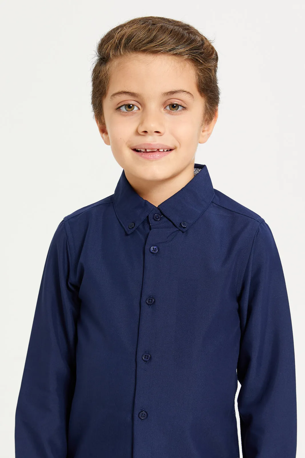 Boys Navy Classic Shirt sold by Redtag product image thumbnail 4