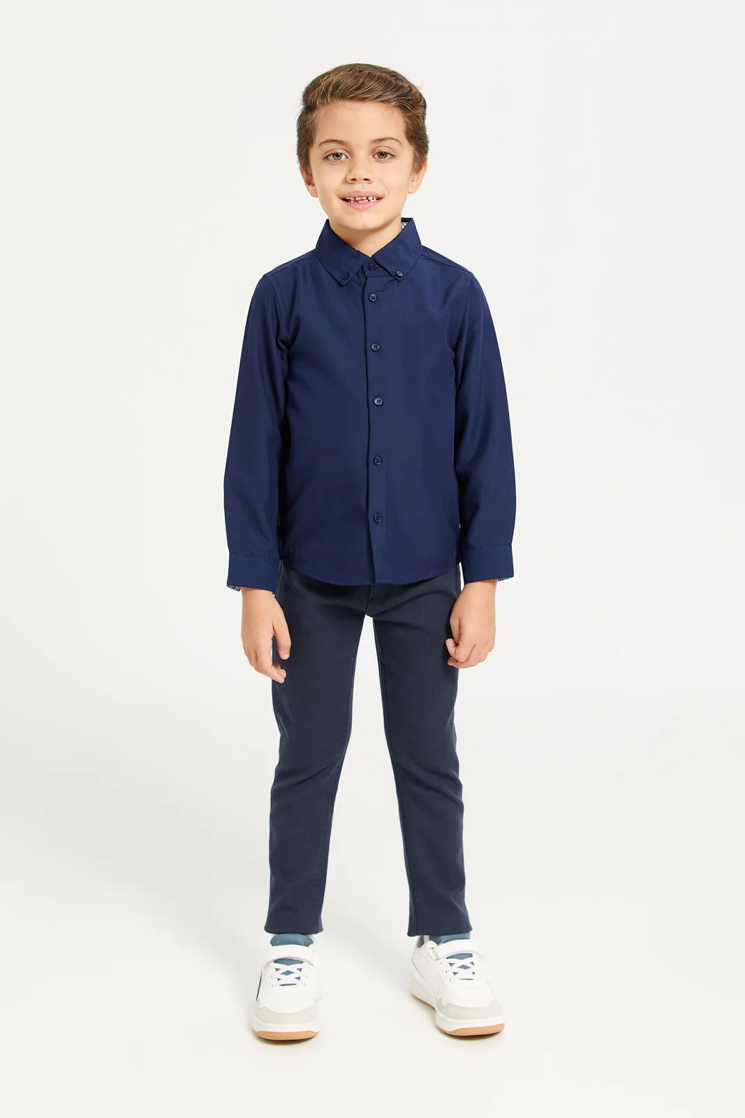 Boys Navy Classic Shirt sold by Redtag product image thumbnail 2